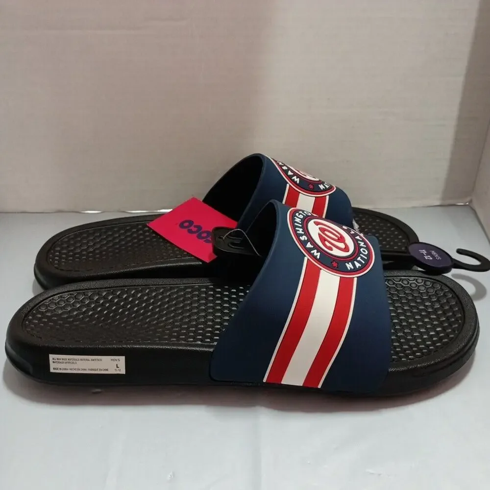 Washington Nationals FOCO Stripe Raised Slides Sandals Men’s‎ US M 11-12